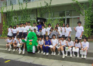 気仙沼市立小原木中学校での「みどりのカーテン効果測定講座」