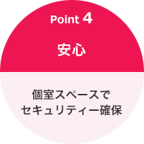 Point 4 安心 個室スペースでセキュリティー確保