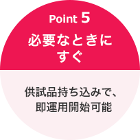 Point 5 必要なときにすぐ 供試品持ち込みで、即運用開始可能